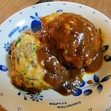 簡単にルクエで鯖のハンバーグ　カレー煮込み